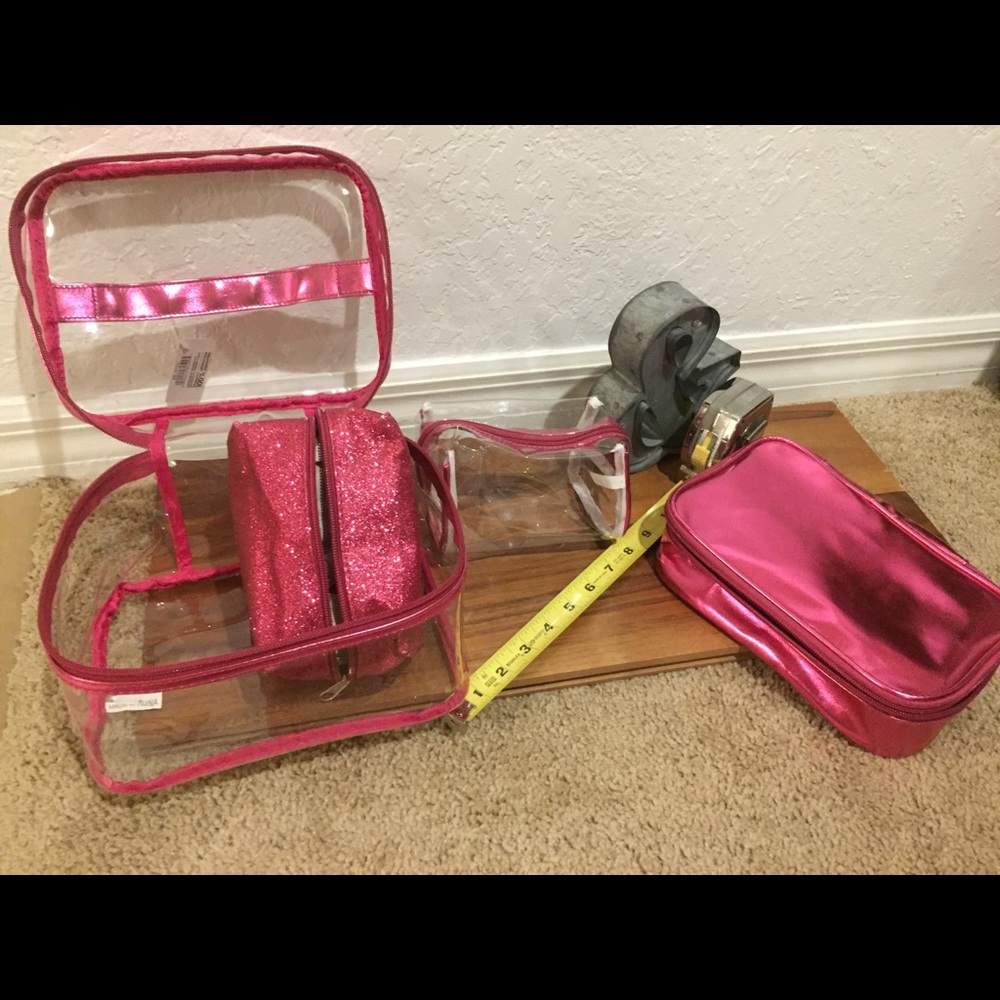 Hot Pink Travel Cosmetic Bags (4 piece kit)
